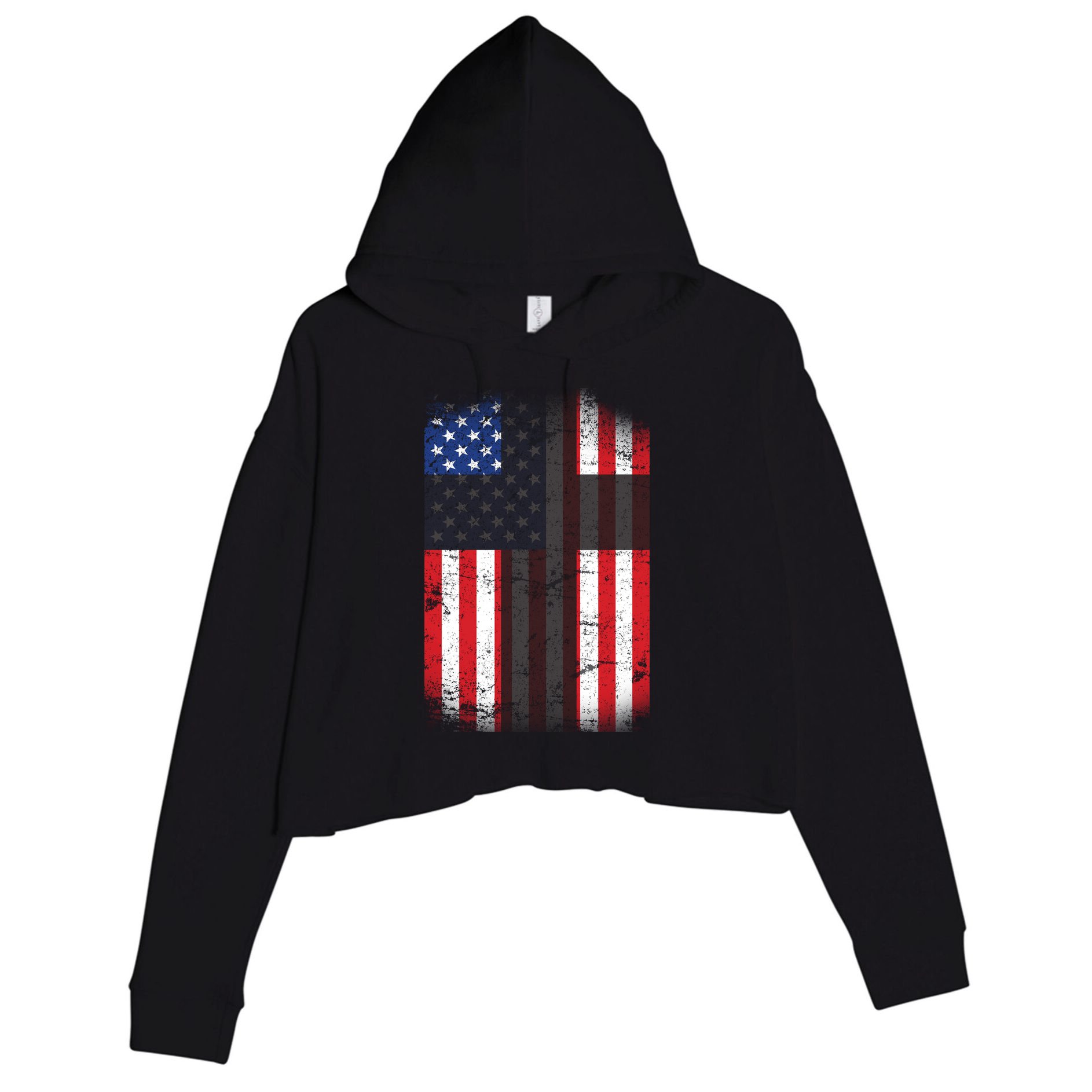 Vintage American Cross Flag Crop Fleece Hoodie