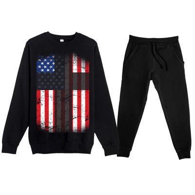 Vintage American Cross Flag Premium Crewneck Sweatsuit Set