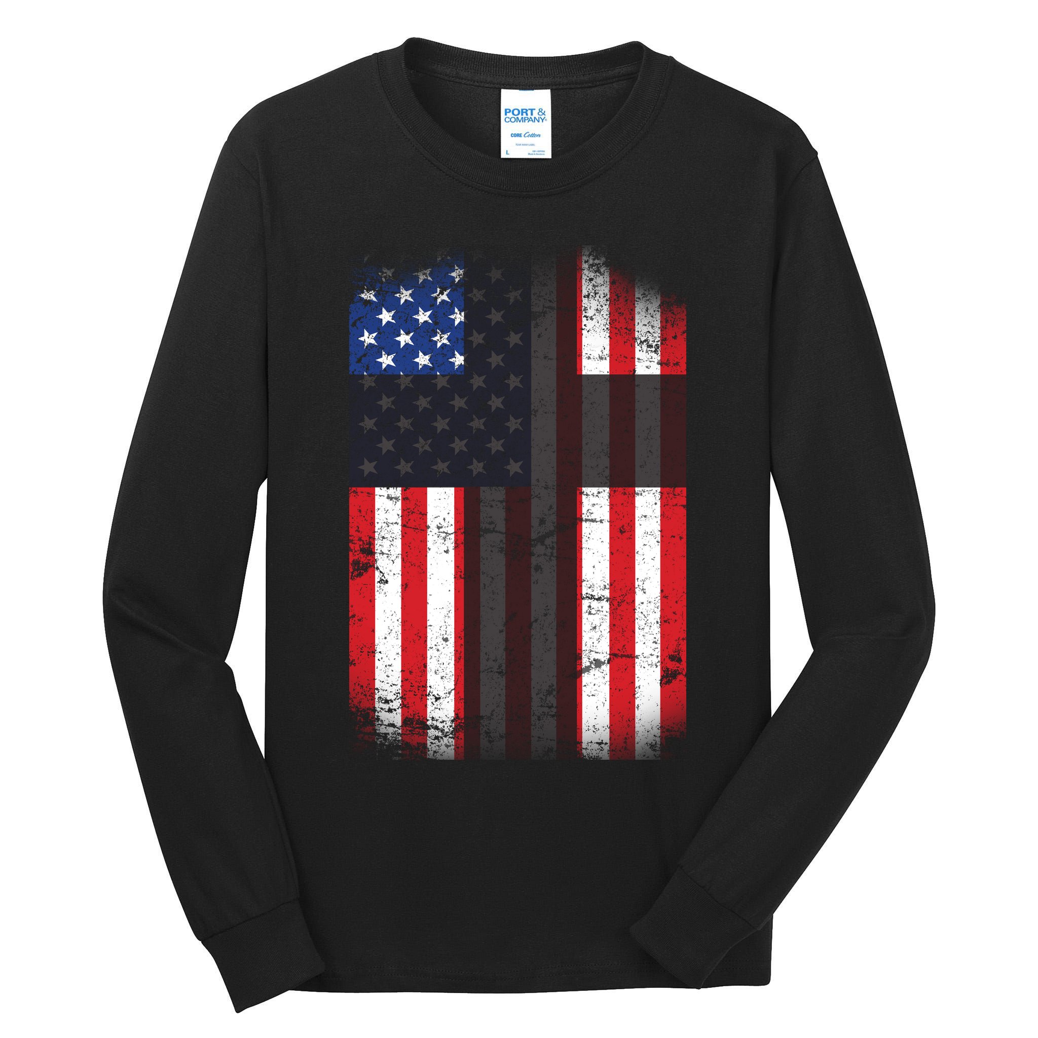 Vintage American Cross Flag Tall Long Sleeve T-Shirt