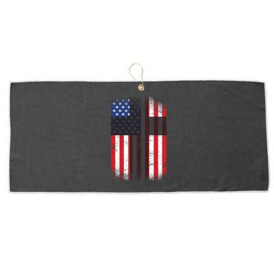 Vintage American Cross Flag Large Microfiber Waffle Golf Towel