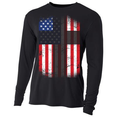 Vintage American Cross Flag Cooling Performance Long Sleeve Crew