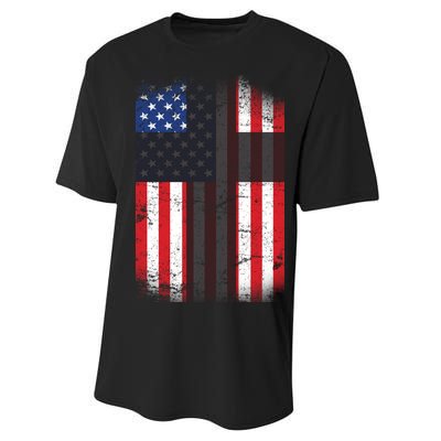 Vintage American Cross Flag Performance Sprint T-Shirt