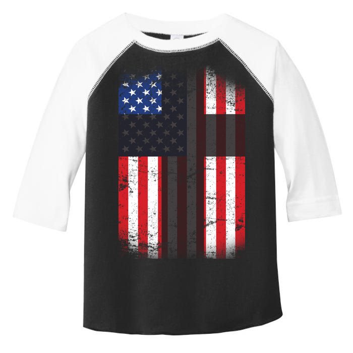 Vintage American Cross Flag Toddler Fine Jersey T-Shirt