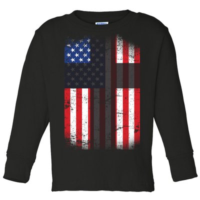 Vintage American Cross Flag Toddler Long Sleeve Shirt