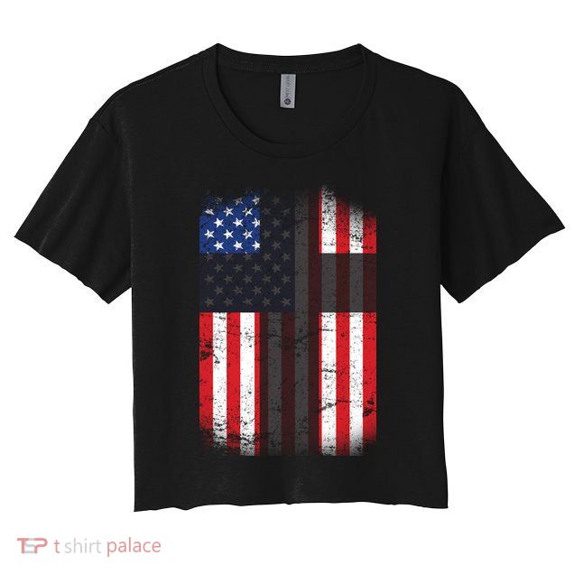 Vintage American Cross Flag Crop Top