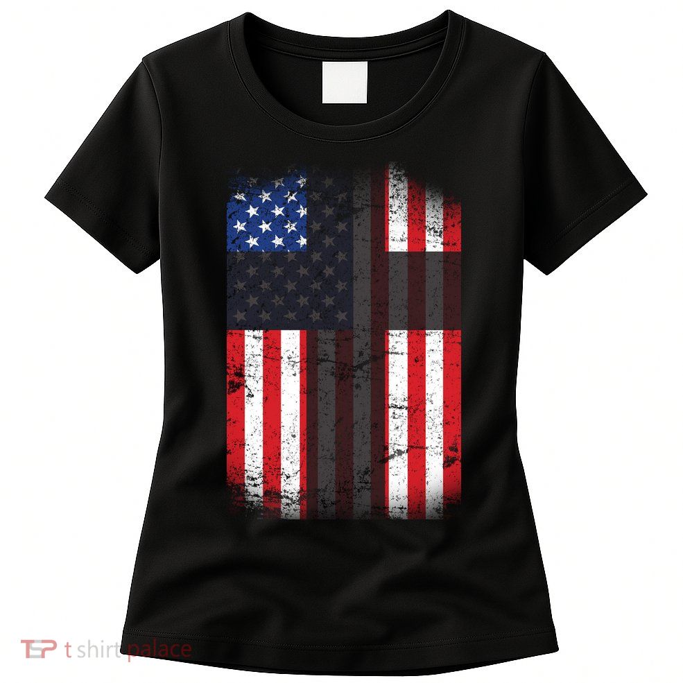 Vintage American Cross Flag Womens T-Shirt