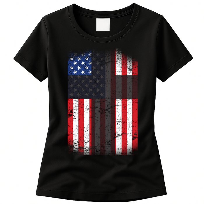 Vintage American Cross Flag Womens T-Shirt