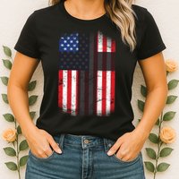 Vintage American Cross Flag Womens T-Shirt
