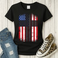 Vintage American Cross Flag Womens T-Shirt