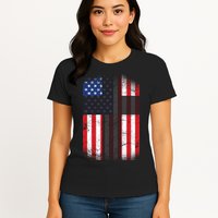 Vintage American Cross Flag Womens T-Shirt