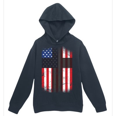 Vintage American Cross Flag Urban Pullover Hoodie