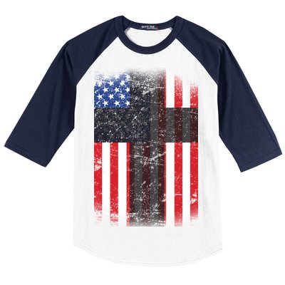 Vintage American Cross Flag Baseball Sleeve Shirt