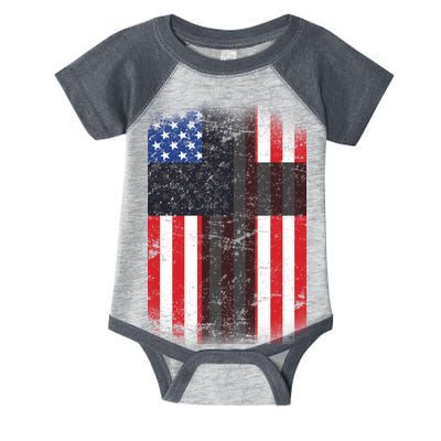 Vintage American Cross Flag Infant Baby Jersey Bodysuit