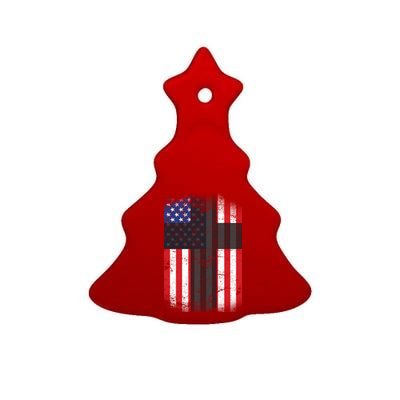 Vintage American Cross Flag Ceramic Tree Ornament