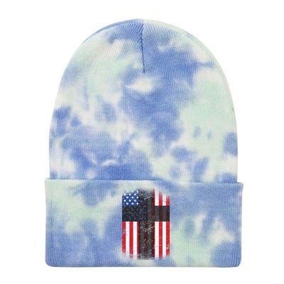 Vintage American Cross Flag Tie Dye 12in Knit Beanie