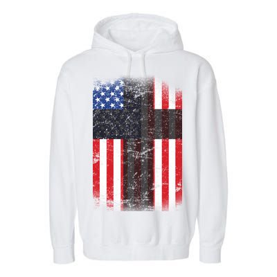 Vintage American Cross Flag Garment-Dyed Fleece Hoodie