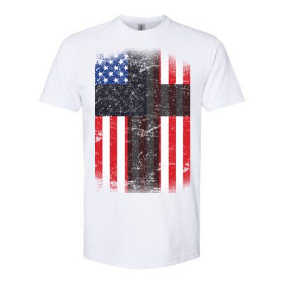 Vintage American Cross Flag Softstyle CVC T-Shirt