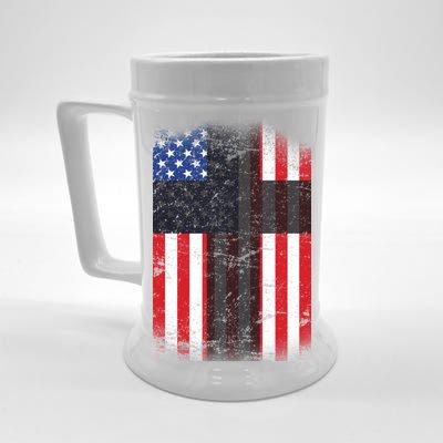 Vintage American Cross Flag Beer Stein