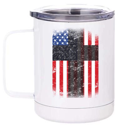 Vintage American Cross Flag 12 oz Stainless Steel Tumbler Cup