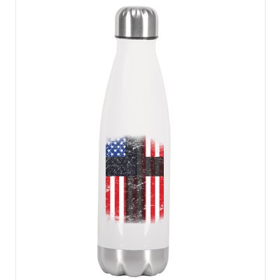 Vintage American Cross Flag Stainless Steel Insulated Water Bottle