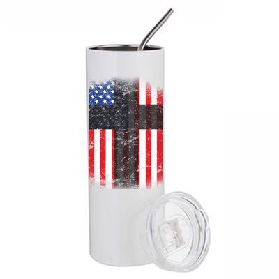 Vintage American Cross Flag Stainless Steel Tumbler