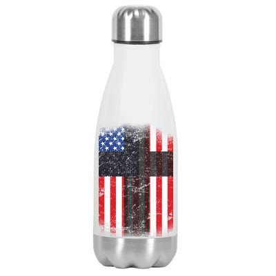 Vintage American Cross Flag Stainless Steel Insulated Water Bottle