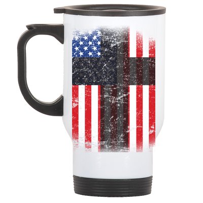 Vintage American Cross Flag Stainless Steel Travel Mug