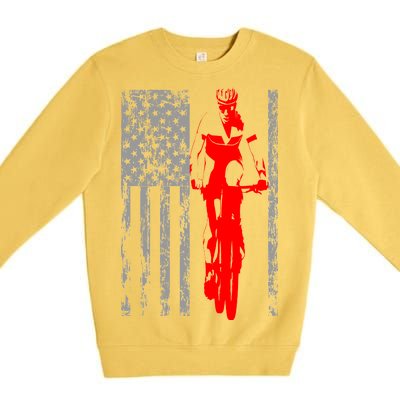 Vintage American Cycling USA Flag Premium Crewneck Sweatshirt