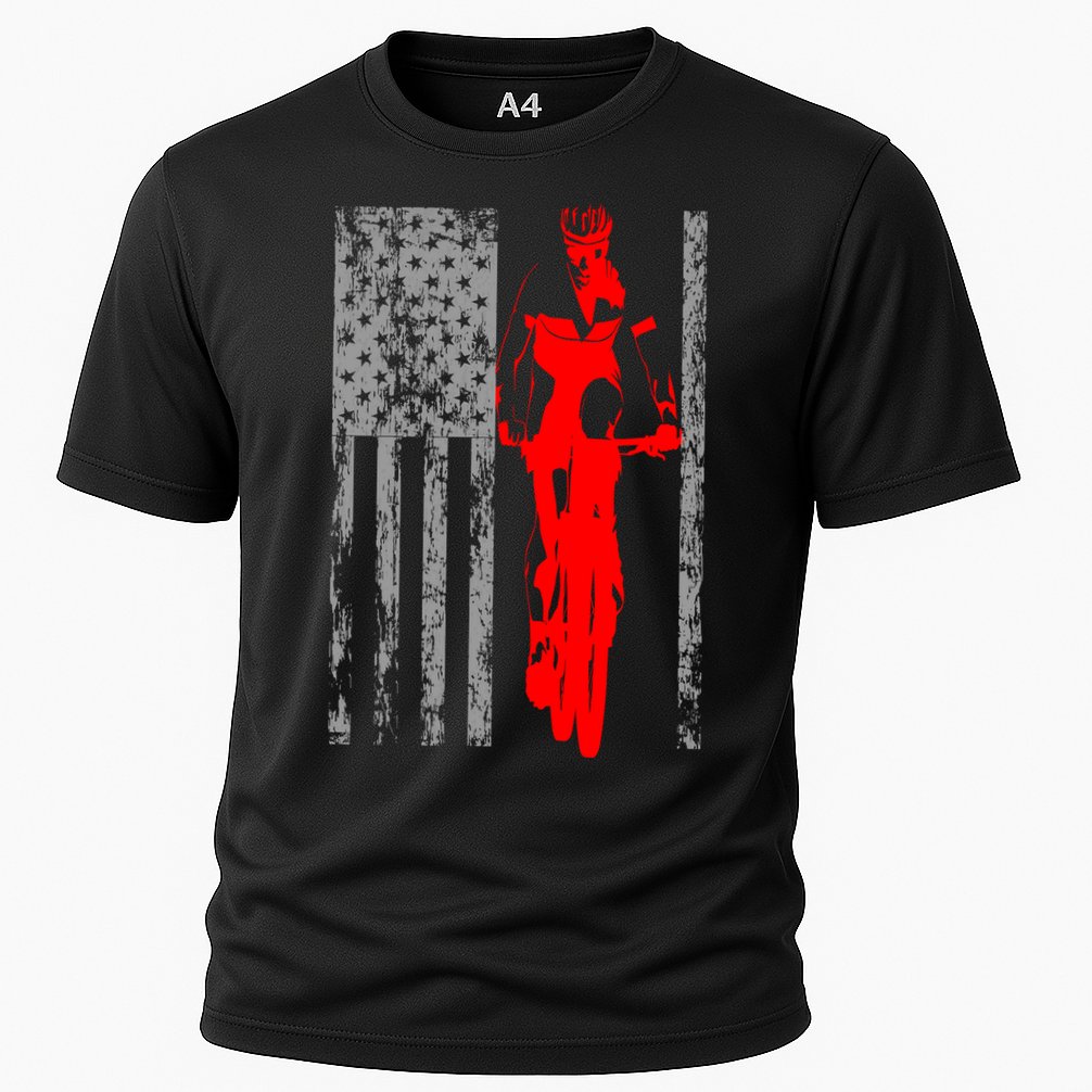 Vintage American Cycling USA Flag Cooling Performance Crew T-Shirt