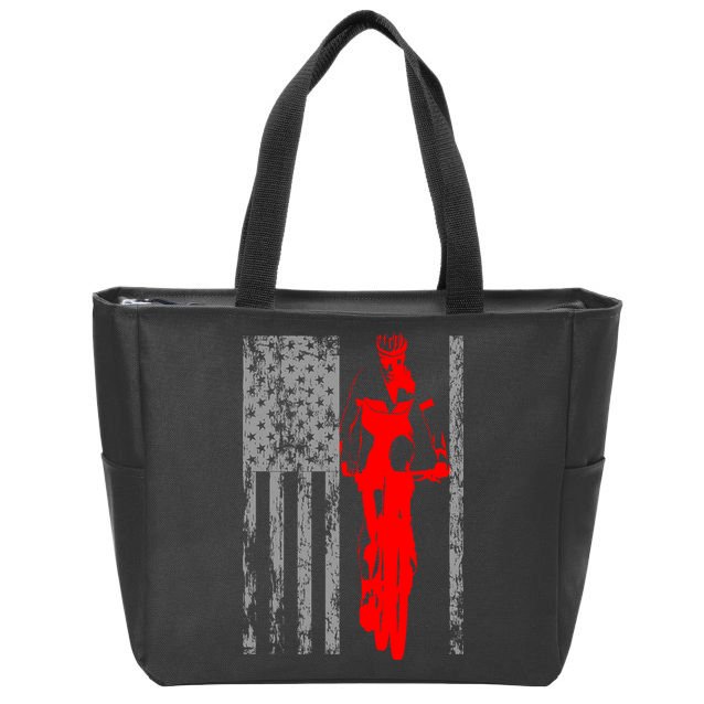 Vintage American Cycling USA Flag Zip Tote Bag
