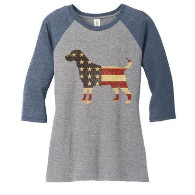 Vintage American Dog Women's Tri-Blend 3/4-Sleeve Raglan Shirt