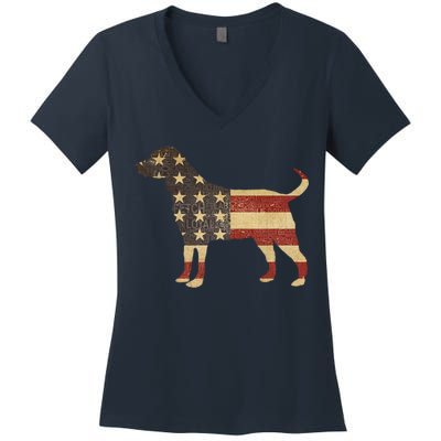 Vintage American Dog Women's V-Neck T-Shirt