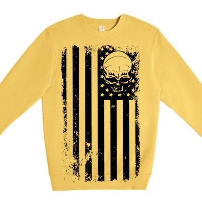 Vintage American Flag Military Skull Premium Crewneck Sweatshirt