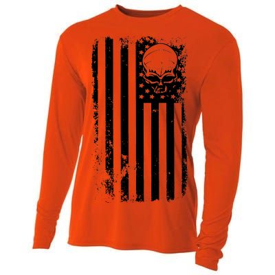 Vintage American Flag Military Skull Cooling Performance Long Sleeve Crew