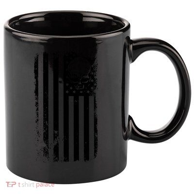 Vintage American Flag Military Skull 11oz C Handle Ceramic Mug
