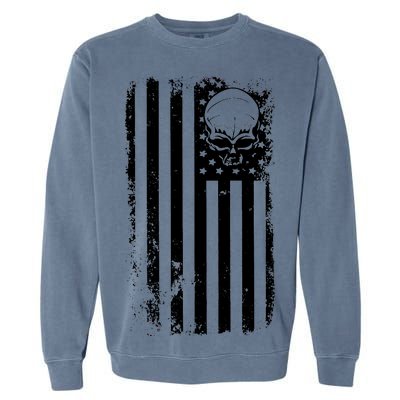 Vintage American Flag Military Skull Garment-Dyed Sweatshirt