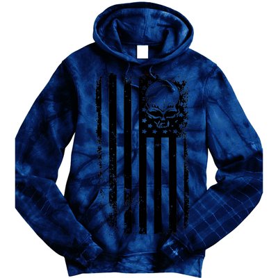 Vintage American Flag Military Skull Tie Dye Hoodie