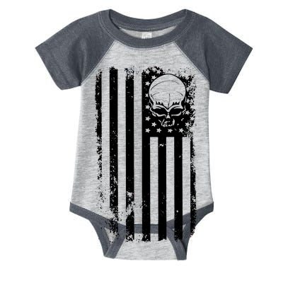 Vintage American Flag Military Skull Infant Baby Jersey Bodysuit