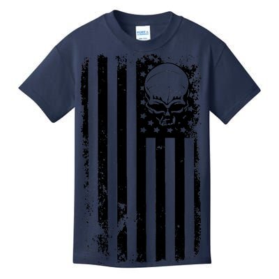 Vintage American Flag Military Skull Kids T-Shirt