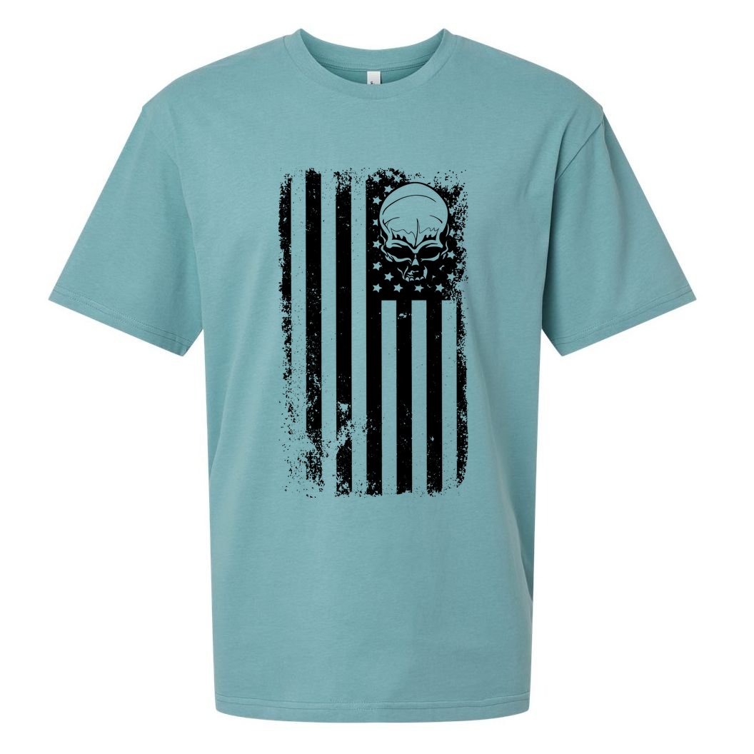 Vintage American Flag Military Skull Sueded Cloud Jersey T-Shirt