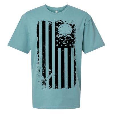 Vintage American Flag Military Skull Sueded Cloud Jersey T-Shirt