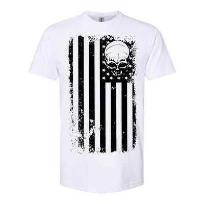 Vintage American Flag Military Skull Softstyle CVC T-Shirt