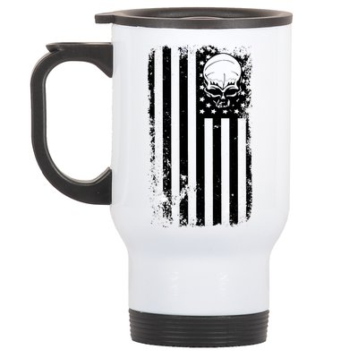 Vintage American Flag Military Skull Stainless Steel Travel Mug