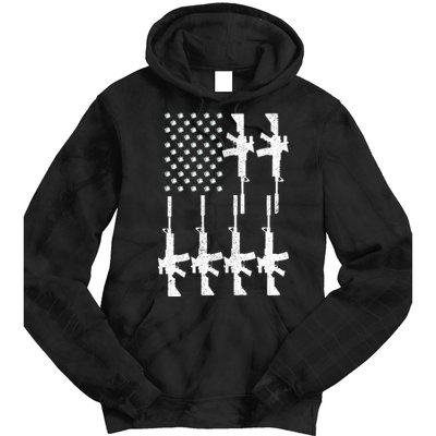 Vintage American Gun Rifle USA Flag Tie Dye Hoodie