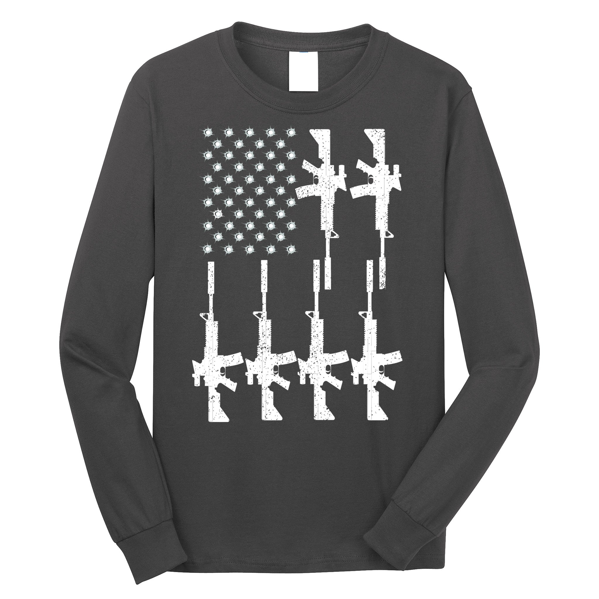 Vintage American Gun Rifle USA Flag Long Sleeve Shirt