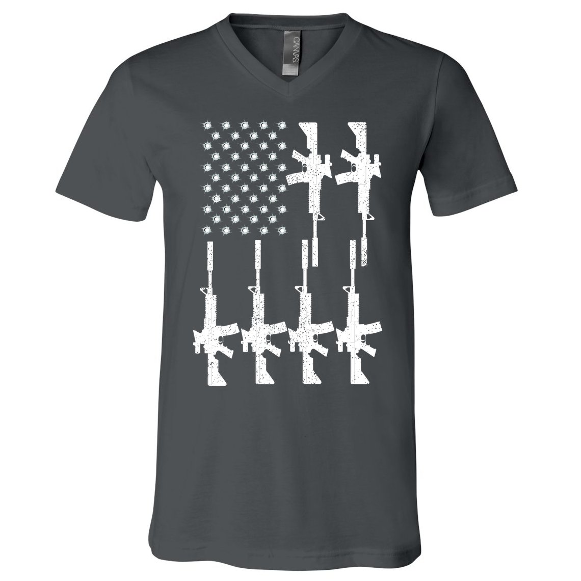 Vintage American Gun Rifle USA Flag V-Neck T-Shirt