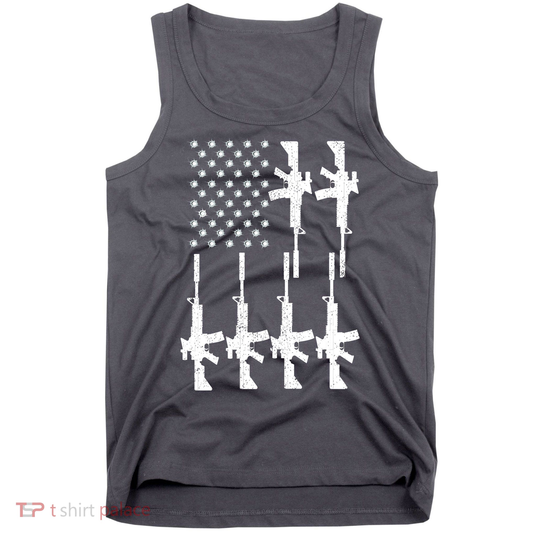 Vintage American Gun Rifle USA Flag Tank Top