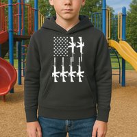 Vintage American Gun Rifle USA Flag Kids Hoodie