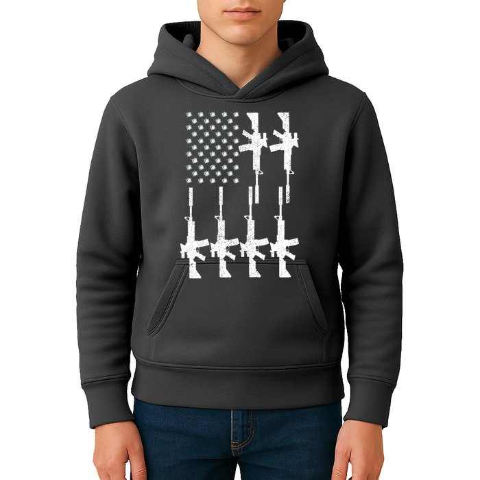 Vintage American Gun Rifle USA Flag Kids Hoodie