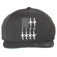 Vintage American Gun Rifle USA Flag Wool Snapback Cap